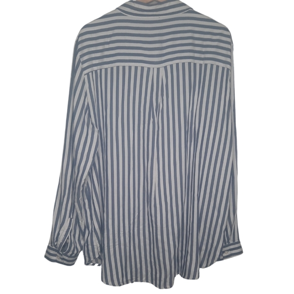 NWT ALEXANDER JORDAN Blue & White Striped Buttoned Down Shirt PLUS SIZE 1X - Picture 9 of 9